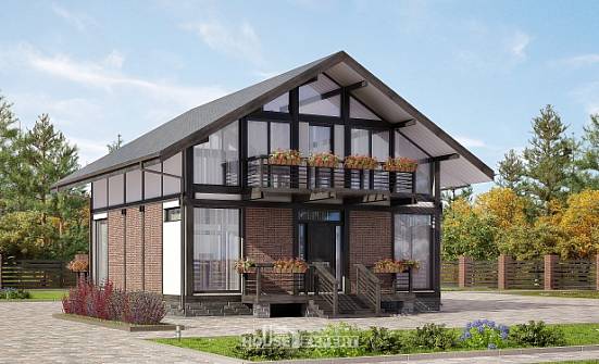 170-007-П Проект двухэтажного дома с мансардным этажом, бюджетный коттедж из дерева Хотьково | Проекты домов от House Expert