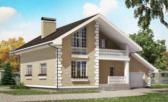 190-005-П Проект двухэтажного дома мансардой, гараж, современный дом из газобетона Видное | Проекты домов от House Expert