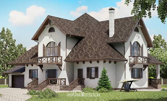 350-001-Л Проект двухэтажного дома с мансардой и гаражом, классический домик из твинблока Красноармейск | Проекты домов от House Expert