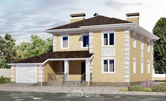 220-006-Л Проект двухэтажного дома и гаражом, уютный дом из поризованных блоков Люберцы | Проекты домов от House Expert