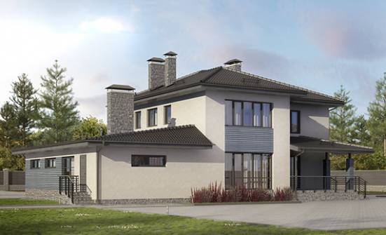340-005-П Проект двухэтажного дома, гараж, огромный дом из пеноблока Дубна | Проекты домов от House Expert