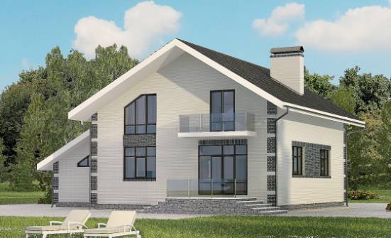 180-001-П Проект двухэтажного дома мансардный этаж и гаражом, уютный дом из газосиликатных блоков Серпухов | Проекты домов от House Expert