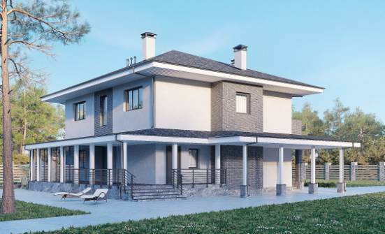 250-004-Л Проект двухэтажного дома, большой домик из твинблока Черноголовка | Проекты домов от House Expert