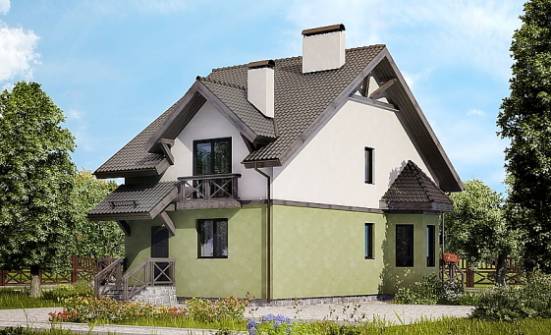 120-003-П Проект двухэтажного дома мансардный этаж, недорогой домик из газобетона Подольск | Проекты домов от House Expert