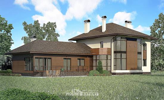 300-001-П Проект двухэтажного дома, красивый загородный дом из кирпича Звенигород | Проекты домов от House Expert