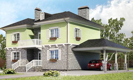 155-006-П Проект двухэтажного дома, гараж, современный коттедж из бризолита Пушкино | Проекты домов от House Expert