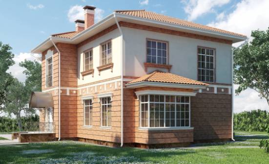 285-001-Л Проект двухэтажного дома, гараж, классический коттедж из кирпича Бронницы | Проекты домов от House Expert