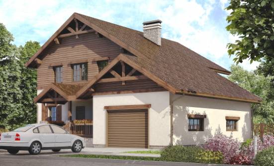 200-003-П Проект двухэтажного дома, гараж, красивый домик из бризолита Балашиха | Проекты домов от House Expert