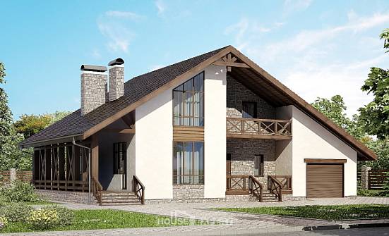 265-001-П Проект двухэтажного дома мансардой, гараж, современный домик из пеноблока Егорьевск | Проекты домов от House Expert