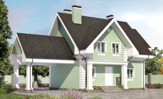 140-003-Л Проект двухэтажного дома с мансардой, гараж, скромный домик из арболита Электроугли | Проекты домов от House Expert