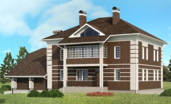 505-002-Л Проект трехэтажного дома и гаражом, уютный коттедж из кирпича Воскресенск | Проекты домов от House Expert