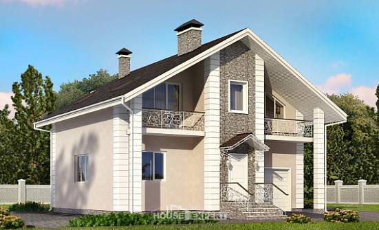 150-002-П Проект двухэтажного дома мансардный этаж, гараж, экономичный дом из теплоблока Истра | Проекты домов от House Expert