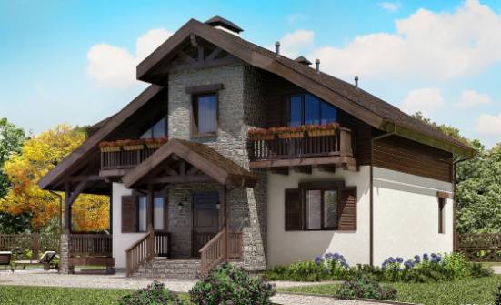 150-004-Л Проект двухэтажного дома мансардой, простой дом из бризолита Домодедово | Проекты домов от House Expert