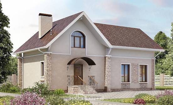 150-012-Л Проект двухэтажного дома с мансардой, красивый дом из бризолита Наро-Фоминск | Проекты домов от House Expert