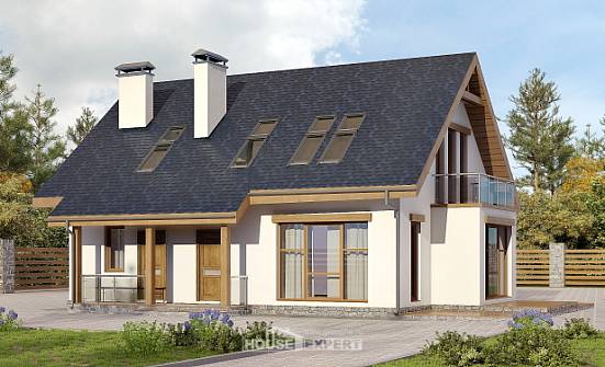 155-012-П Проект двухэтажного дома мансардный этаж, небольшой дом из керамзитобетонных блоков Электрогорск | Проекты домов от House Expert