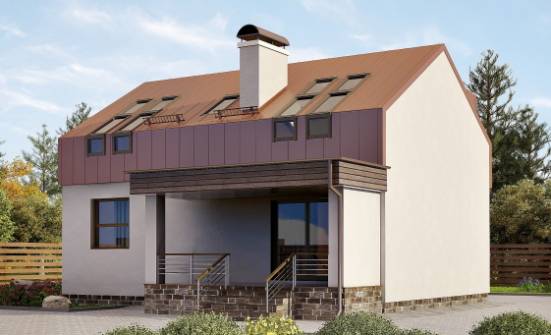 120-004-Л Проект двухэтажного дома с мансардой, бюджетный коттедж из газосиликатных блоков Видное | Проекты домов от House Expert