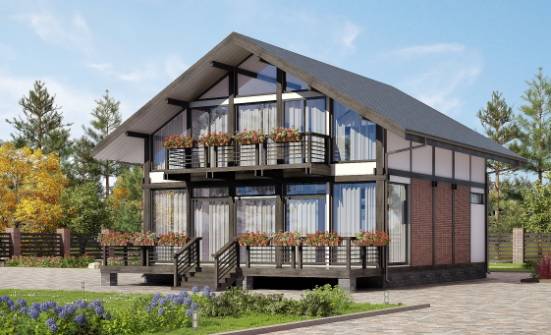 170-007-П Проект двухэтажного дома с мансардным этажом, бюджетный коттедж из дерева Хотьково | Проекты домов от House Expert
