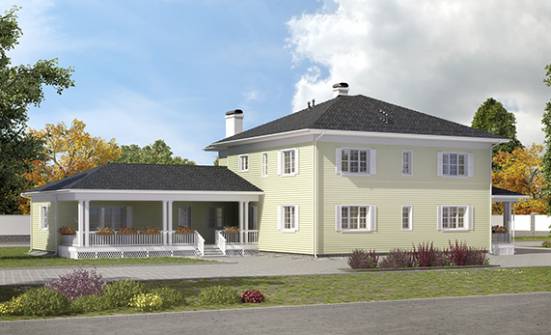 410-002-Л Проект двухэтажного дома и гаражом, огромный загородный дом из твинблока Электрогорск | Проекты домов от House Expert