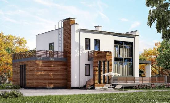 220-003-П Проект двухэтажного дома и гаражом, современный загородный дом из бризолита Красноармейск | Проекты домов от House Expert