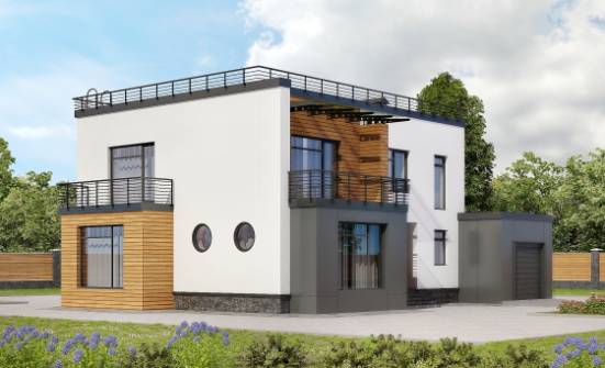 260-002-П Проект двухэтажного дома и гаражом, большой коттедж из газобетона Ликино-Дулево | Проекты домов от House Expert