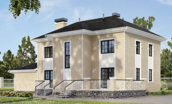 180-006-П Проект двухэтажного дома, гараж, красивый домик из кирпича Звенигород | Проекты домов от House Expert