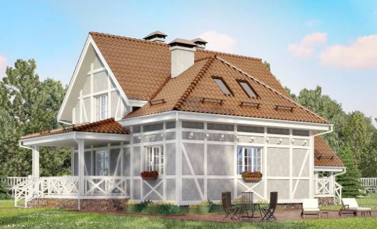 160-003-Л Проект двухэтажного дома с мансардой, современный домик из теплоблока Красноармейск | Проекты домов от House Expert