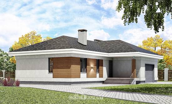 165-001-П Проект одноэтажного дома и гаражом, доступный загородный дом из газобетона Подольск | Проекты домов от House Expert