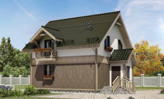 105-001-Л Проект двухэтажного дома мансардой, экономичный коттедж из пеноблока Реутов | Проекты домов от House Expert