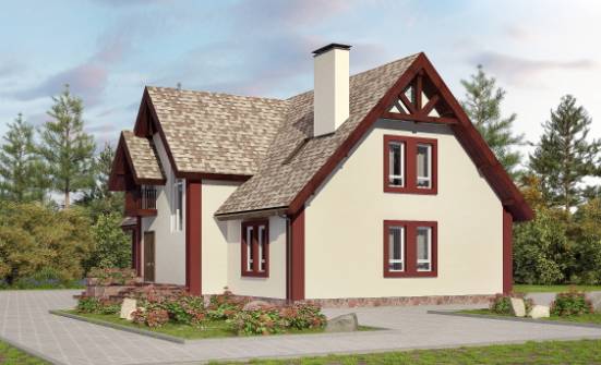 300-008-Л Проект двухэтажного дома мансардный этаж и гаражом, классический дом из блока Зарайск | Проекты домов от House Expert