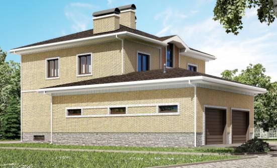 350-002-Л Проект трехэтажного дома, гараж, классический коттедж из кирпича Раменское | Проекты домов от House Expert