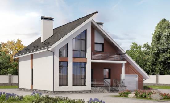 200-007-П Проект двухэтажного дома мансардой и гаражом, средний дом из бризолита Железнодорожный | Проекты домов от House Expert