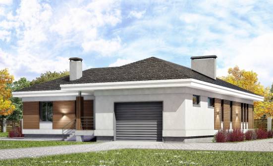 165-001-П Проект одноэтажного дома и гаражом, доступный загородный дом из газобетона Подольск | Проекты домов от House Expert