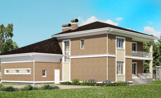 335-002-П Проект двухэтажного дома и гаражом, красивый коттедж из кирпича Талдом | Проекты домов от House Expert
