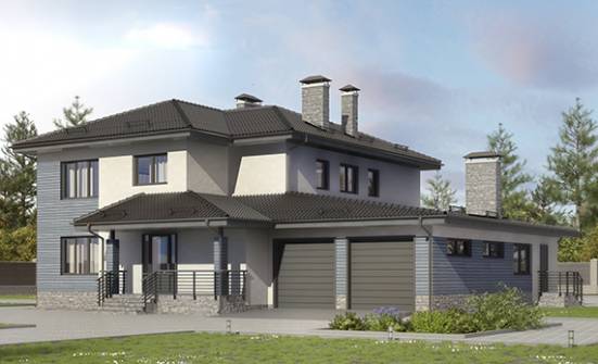 340-005-П Проект двухэтажного дома, гараж, огромный дом из пеноблока Дубна | Проекты домов от House Expert