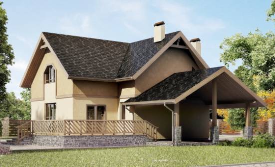 150-011-Л Проект двухэтажного дома с мансардным этажом и гаражом, небольшой дом из бризолита Раменское | Проекты домов от House Expert