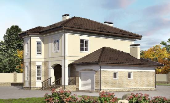 220-007-П Проект двухэтажного дома и гаражом, классический домик из кирпича Одинцово | Проекты домов от House Expert