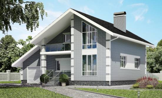 190-006-Л Проект двухэтажного дома с мансардой и гаражом, средний коттедж из твинблока Волоколамск | Проекты домов от House Expert