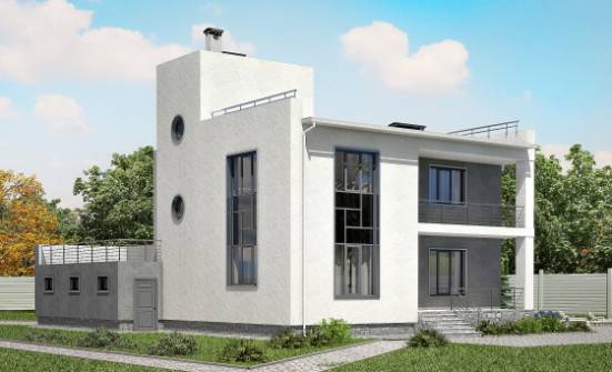 255-001-П Проект двухэтажного дома и гаражом, уютный коттедж из газобетона Краснозаводск | Проекты домов от House Expert
