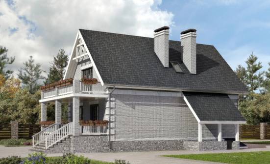 200-009-П Проект трехэтажного дома мансардой, гараж, уютный домик из арболита Ногинск | Проекты домов от House Expert