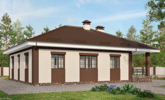 160-015-П Проект одноэтажного дома и гаражом, современный дом из блока Железнодорожный | Проекты домов от House Expert