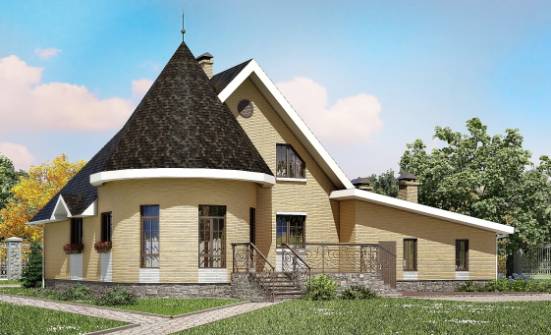 250-001-Л Проект двухэтажного дома мансардой, гараж, красивый дом из твинблока Воскресенск | Проекты домов от House Expert