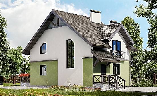 120-003-П Проект двухэтажного дома мансардный этаж, недорогой домик из газобетона Подольск | Проекты домов от House Expert