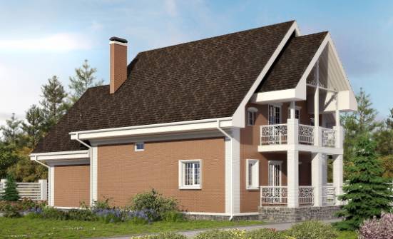 185-003-П Проект двухэтажного дома с мансардой, гараж, уютный домик из газобетона Яхрома | Проекты домов от House Expert