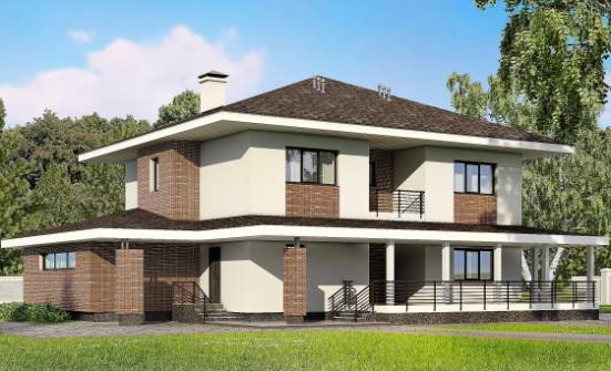 275-002-П Проект двухэтажного дома, гараж, классический домик из кирпича Хотьково | Проекты домов от House Expert