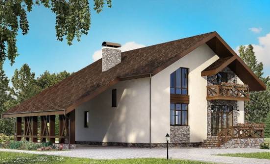 155-007-П Проект двухэтажного дома мансардой, гараж, классический домик из поризованных блоков Красноармейск | Проекты домов от House Expert