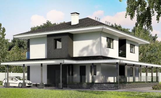 245-002-П Проект двухэтажного дома, гараж, уютный домик из пеноблока Клин | Проекты домов от House Expert