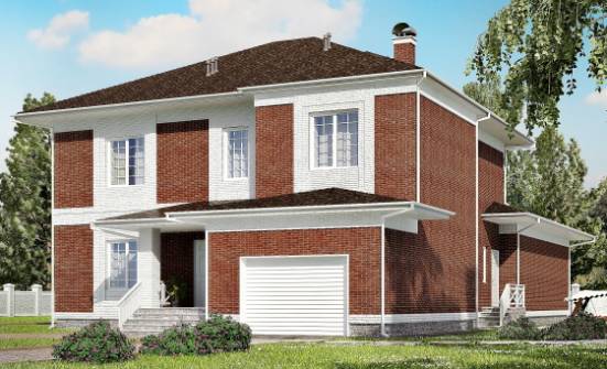 315-001-П Проект двухэтажного дома и гаражом, классический дом из кирпича Наро-Фоминск | Проекты домов от House Expert