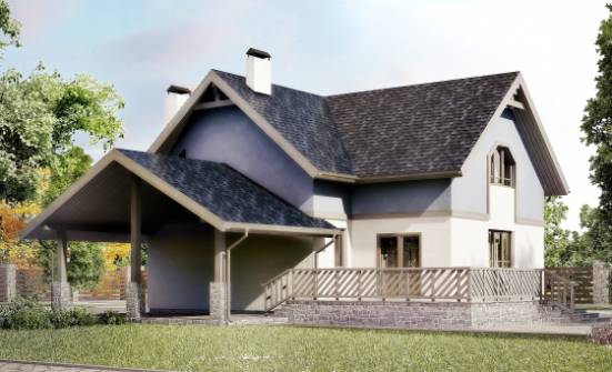 150-011-П Проект двухэтажного дома мансардой и гаражом, красивый домик из газобетона Талдом | Проекты домов от House Expert