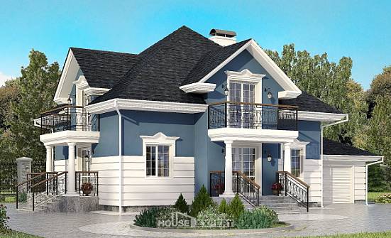 180-002-П Проект двухэтажного дома с мансардой, гараж, просторный домик из кирпича Серпухов | Проекты домов от House Expert