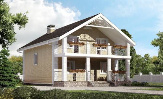 150-007-Л Проект двухэтажного дома с мансардой, красивый дом из блока Протвино | Проекты домов от House Expert